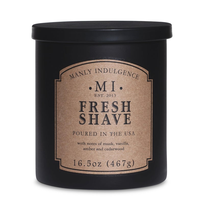 Manly Indulgence Fresh Shave Jar Candle 16.5 oz - Musk, Vanilla & Bergamot - Woodsy Amber & Cedarwood - Up to 60 Hour Burn - Soy Blend Wax, USA Poured - Image 1